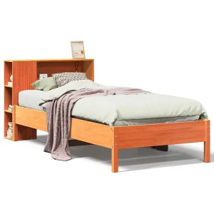 Bed met boekenkast zonder matras grenenhout wasbruin 100×200 cm Bed met boekenkast zonder matras grenenhout wasbruin 100×200 cm
