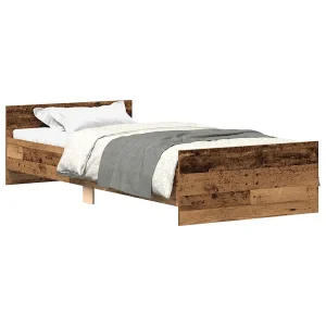 Bedframe zonder matras bewerkt 90×190 cm bewerkt hout oud Bedframe zonder matras bewerkt 90×190 cm bewerkt hout oud