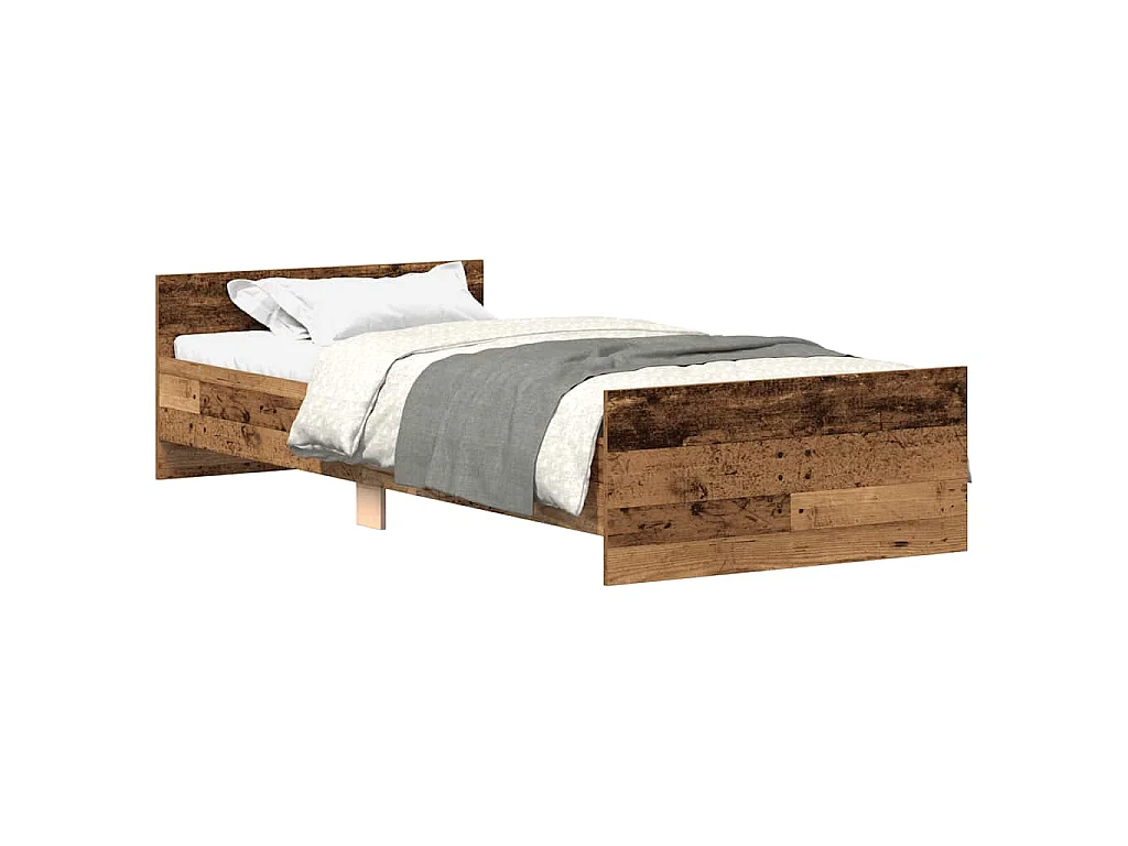 Bedframe zonder matras bewerkt 90x190 cm bewerkt hout oud