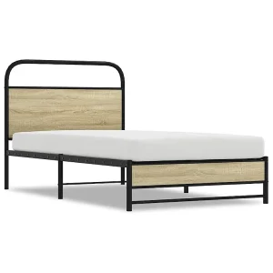Bedframe zonder matras bewerkt hout sonoma eikenkleur 90×200 cm Bedframe zonder matras bewerkt hout sonoma eikenkleur 90×200 cm