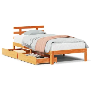 Bedframe met lades massief grenenhout wasbruin 75×190 cm Bedframe met lades massief grenenhout wasbruin 75×190 cm