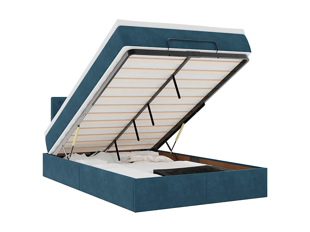 Bed poef met matras 120x190 cm fluweel donkerblauw