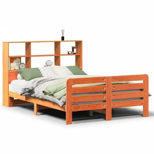 Bedframe zonder matras massief grenenhout wasbruin 150×200 cm Bedframe zonder matras massief grenenhout wasbruin 150×200 cm