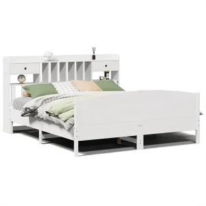 Bed met boekenkast zonder matras grenenhout wit 180×200 cm Bed met boekenkast zonder matras grenenhout wit 180×200 cm