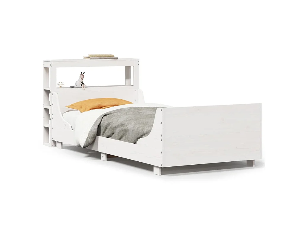 Bedframe zonder matras massief grenenhout wit 75x190 cm