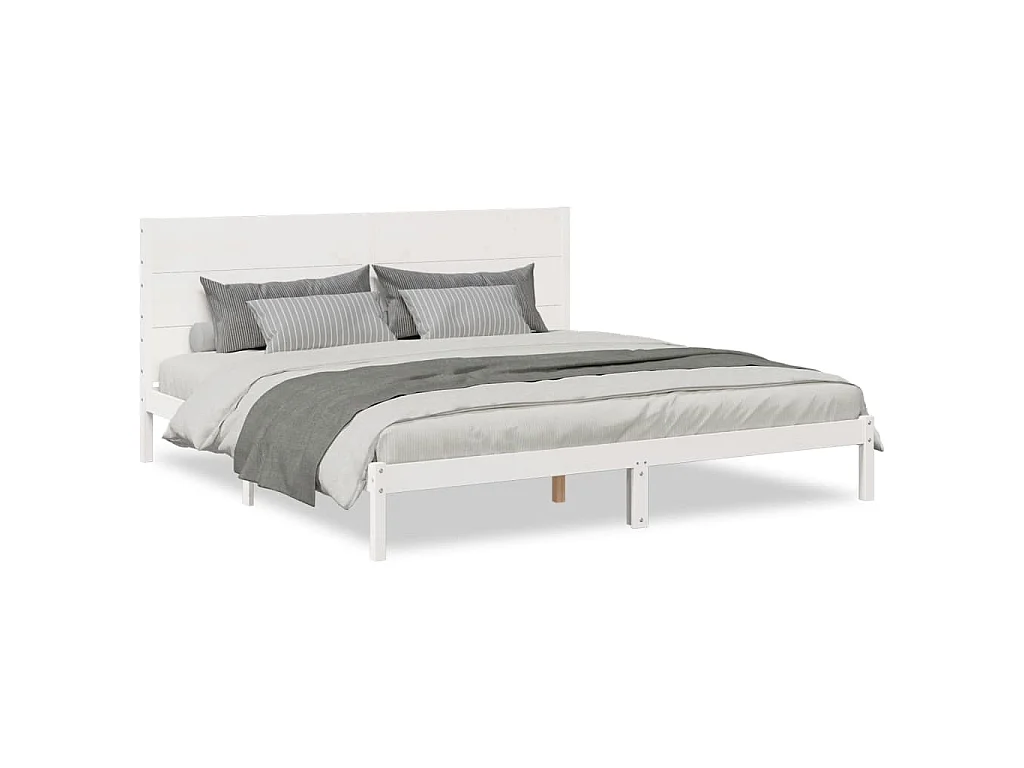 Bedframe extra lang zonder matras massief hout wit 200x220 cm