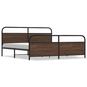 Bedframe zonder matras metaal bruin eikenkleurig 200×200 cm Bedframe zonder matras metaal bruin eikenkleurig 200×200 cm