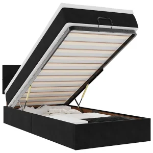 Bed poef met matras en LED's 80×200 cm fluweel zwart