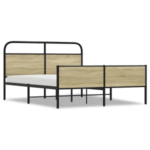 Bedframe zonder matras metaal sonoma eikenkleurig 160×200 cm Bedframe zonder matras metaal sonoma eikenkleurig 160×200 cm