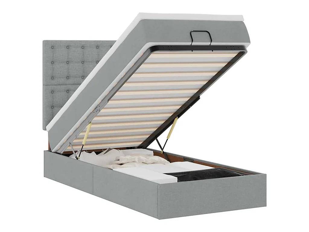 Bed met matras 90x200 cm stof lichtgrijs