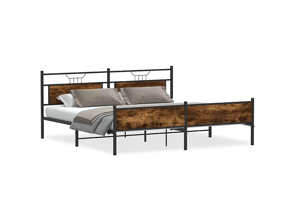 Bedframe zonder matras metaal gerookt eikenkleurig 193x203 cm