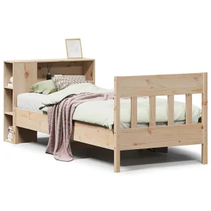 Bed met boekenkast zonder matras massief grenenhout 75×190 cm