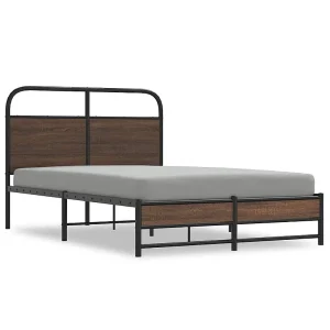 Bedframe zonder matras bewerkt hout bruin eikenkleur 140×190 cm Bedframe zonder matras bewerkt hout bruin eikenkleur 140×190 cm