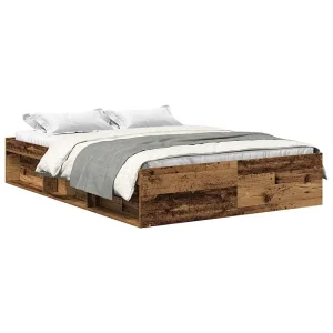 Bedframe zonder matras bewerkt 140×190 cm bewerkt hout oud Bedframe zonder matras bewerkt 140×190 cm bewerkt hout oud