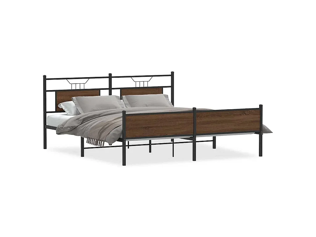 Bedframe zonder matras metaal bruin eikenkleur 183x213 cm
