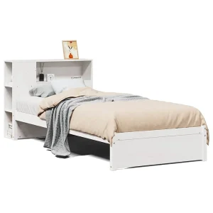 Bed met boekenkast zonder matras grenenhout wit 75×190 cm Bed met boekenkast zonder matras grenenhout wit 75×190 cm