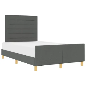Bedframe met hoofdeinde Donkergrijs 120 x 190 cm Stof Bedframe met hoofdeinde Donkergrijs 120 x 190 cm Stof