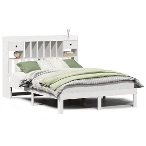 Bed met boekenkast zonder matras grenenhout wit 135×190 cm Bed met boekenkast zonder matras grenenhout wit 135×190 cm