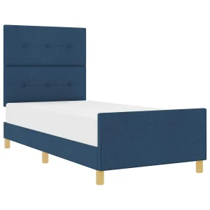 Bedframe met hoofdeinde Blauw 80 x 200 cm Stof Bedframe met hoofdeinde Blauw 80 x 200 cm Stof