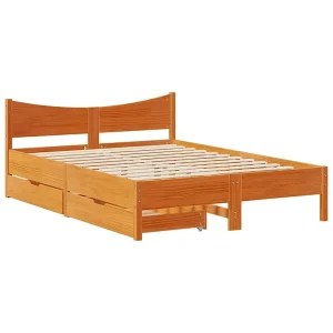 Bedframe met lades massief grenenhout wasbruin 140×200 cm Bedframe met lades massief grenenhout wasbruin 140×200 cm