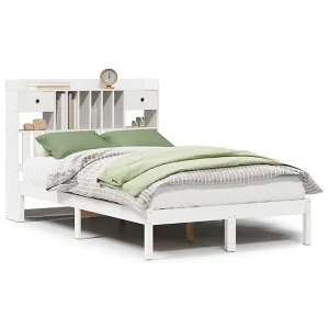 Bed met boekenkast zonder matras grenenhout wit 135×190 cm Bed met boekenkast zonder matras grenenhout wit 135×190 cm