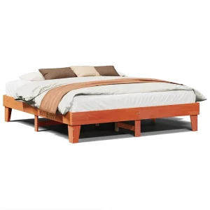 Bedframe zonder matras massief grenenhout wasbruin 200×200 cm Bedframe zonder matras massief grenenhout wasbruin 200×200 cm