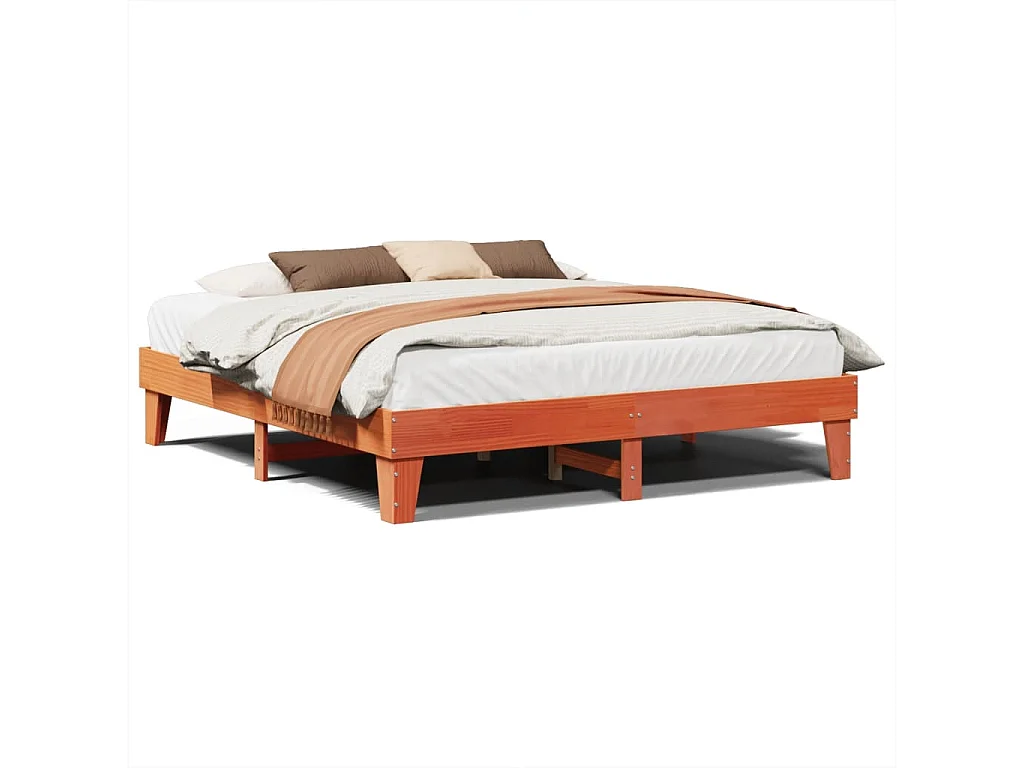 Bedframe zonder matras massief grenenhout wasbruin 200x200 cm