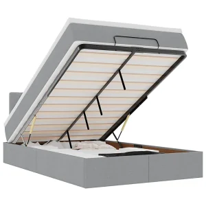 Bed met matras 120×200 cm stof lichtgrijs