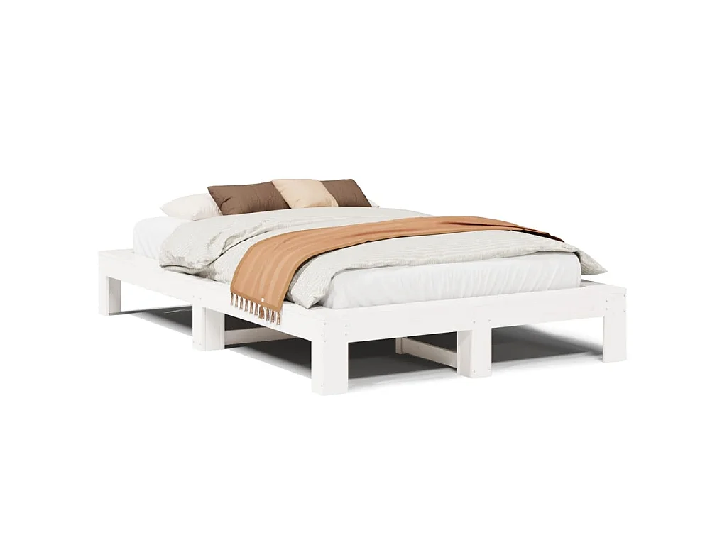 Bedframe zonder matras massief grenenhout wit 120x190 cm