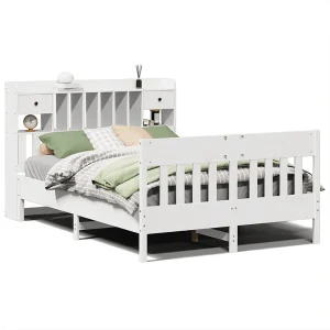Bedframe zonder matras massief grenenhout wit 140×190 cm Bedframe zonder matras massief grenenhout wit 140×190 cm
