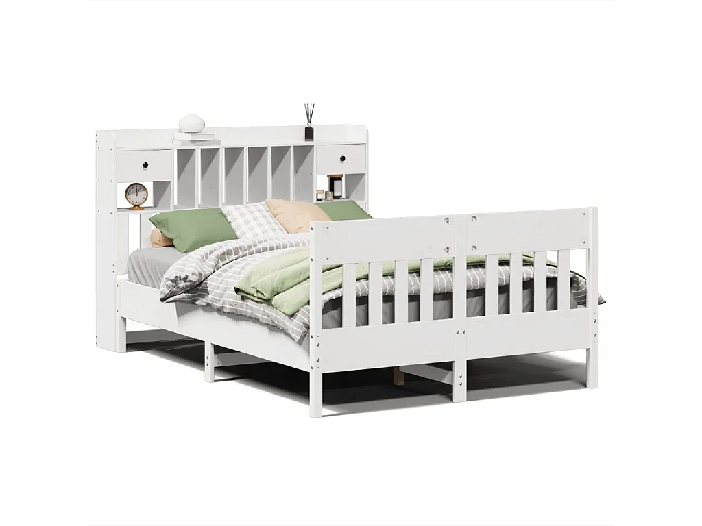 Bedframe zonder matras massief grenenhout wit 140x190 cm