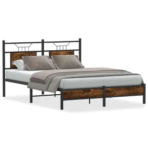 Bedframe zonder matras hout gerookt eikenkleurig 137×190 cm
