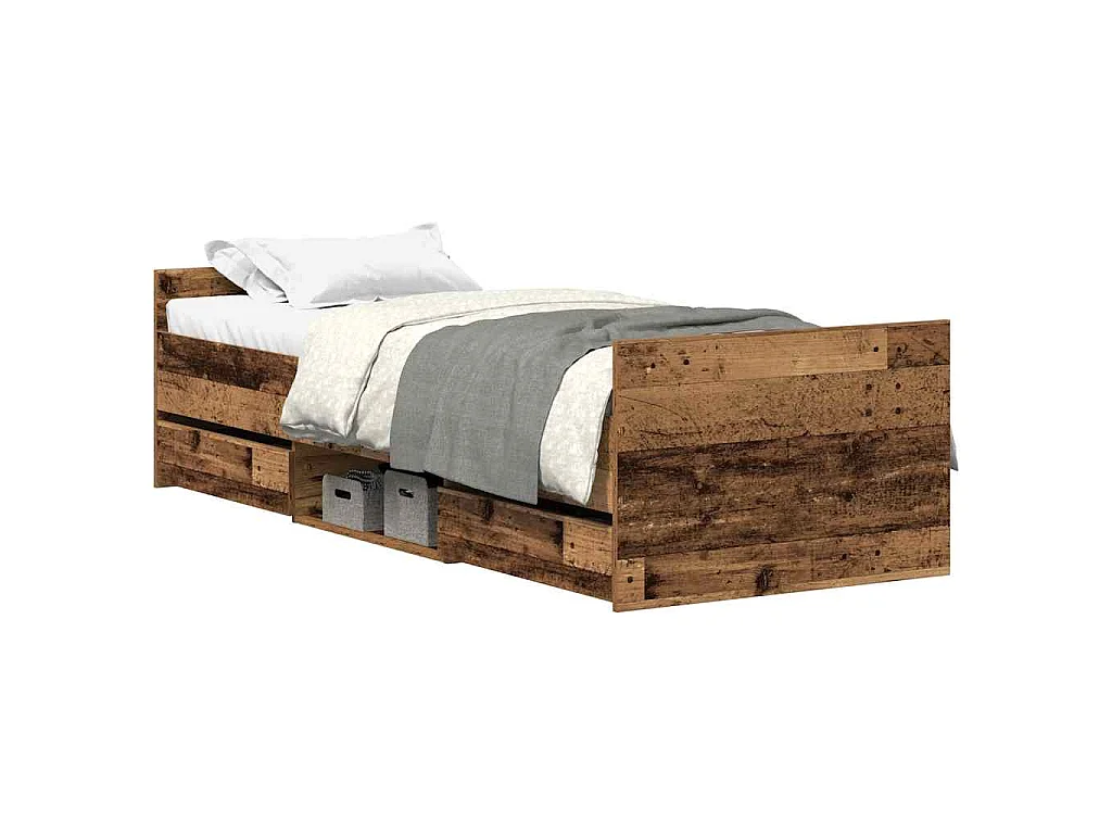 Bedframe zonder matras bewerkt 90x200 cm bewerkt hout oud