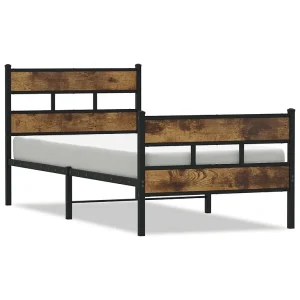 Bedframe zonder matras metaal gerookt eikenkleurig 90×190 cm Bedframe zonder matras metaal gerookt eikenkleurig 90×190 cm