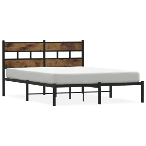 Bedframe zonder matras metaal gerookt eikenkleurig 140×200 cm Bedframe zonder matras metaal gerookt eikenkleurig 140×200 cm