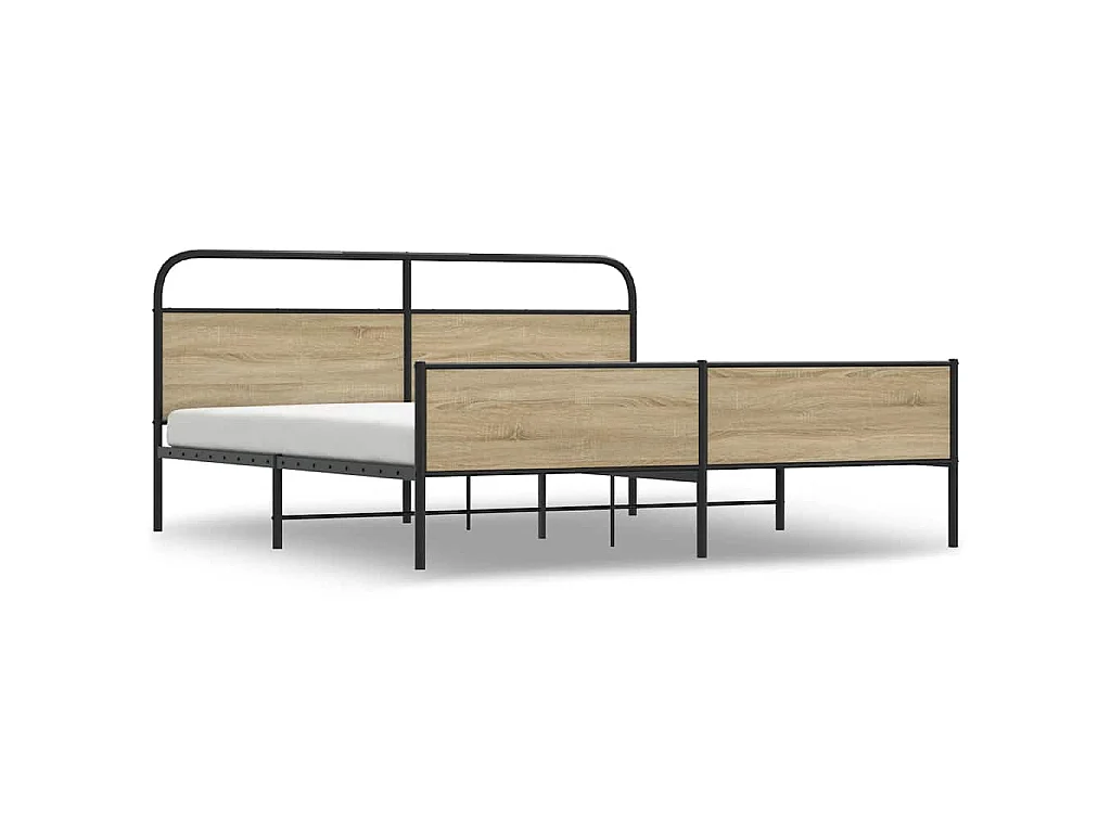 Bedframe zonder matras metaal gerookt eikenkleurig 183x213 cm