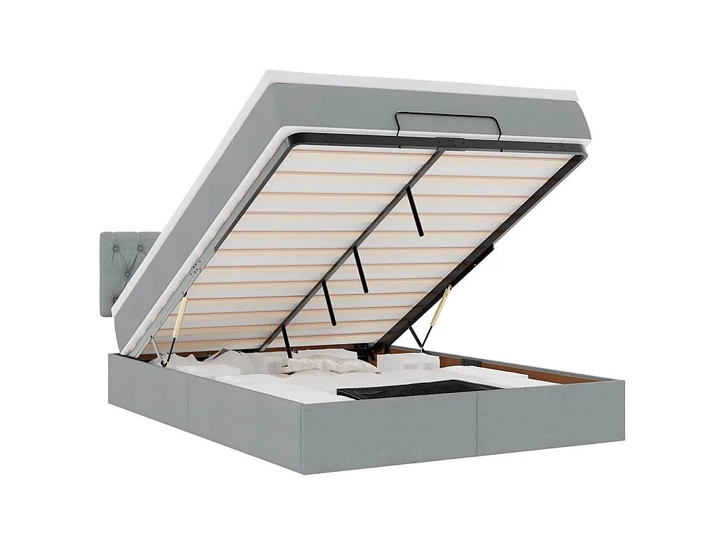 Bed met matras 140x190 cm stof lichtgrijs