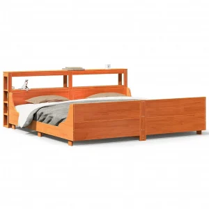 Bedframe zonder matras massief grenenhout wasbruin 180×200 cm