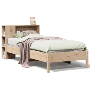 Bed met boekenkast zonder matras massief grenenhout 75×190 cm