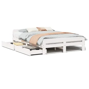 Bedframe zonder matras massief grenenhout wit 140×200 cm Bedframe zonder matras massief grenenhout wit 140×200 cm