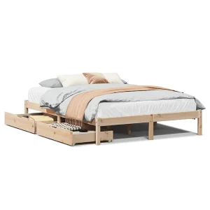 Bedframe zonder matras massief grenenhout 140×190 cm