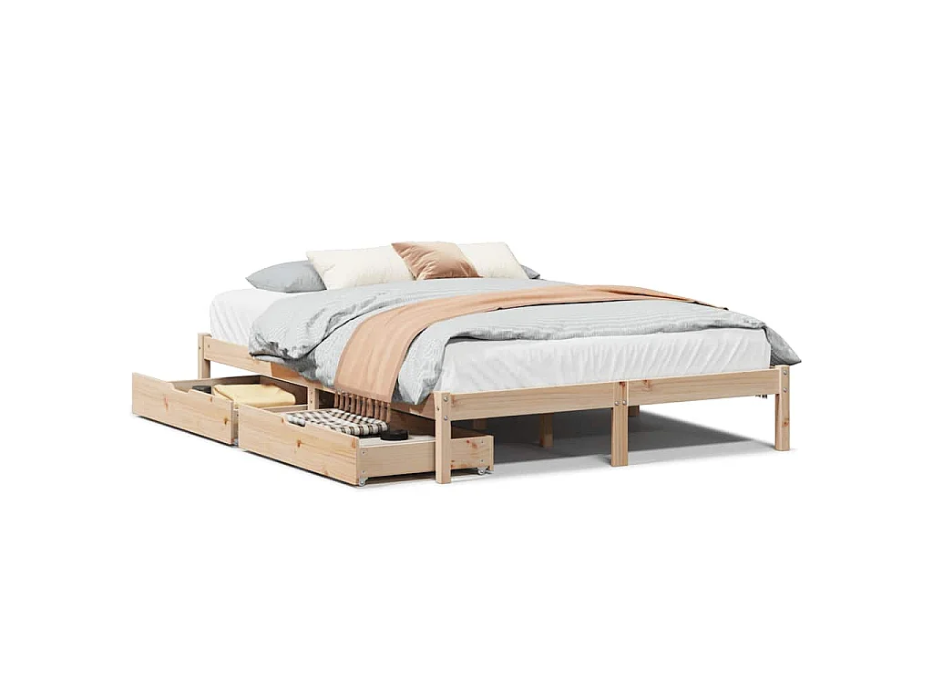 Bedframe zonder matras massief grenenhout 140x190 cm