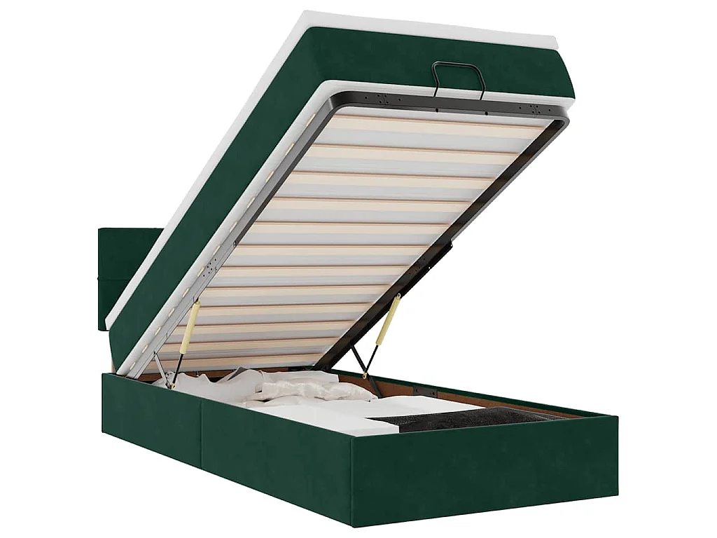 Bed poef met matras en LED's 90x200 cm fluweel donkergroen