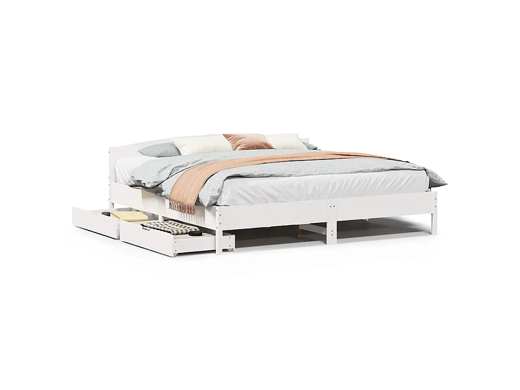 Bedframe zonder matras massief grenenhout wit 200x200 cm