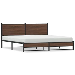 Bedframe zonder matras metaal bruin eikenkleur 180×200 cm