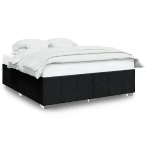 Bedframe zonder matras stof zwart 200×200 cm Bedframe zonder matras stof zwart 200×200 cm