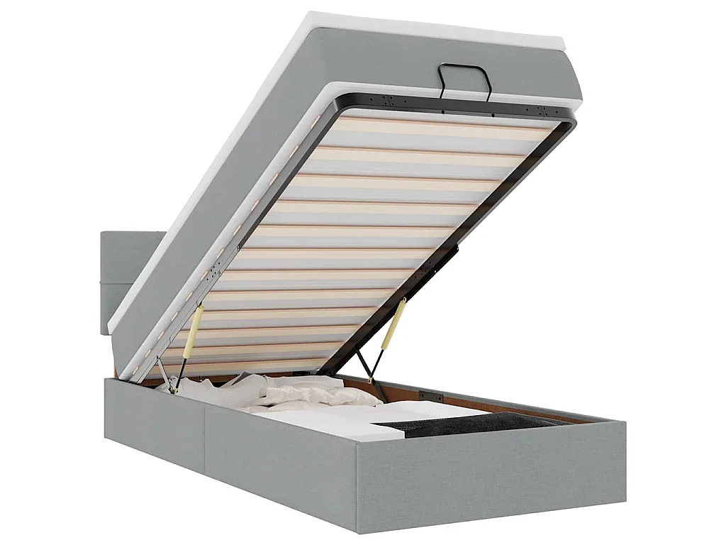 Bed met matras 90x200 cm stof lichtgrijs