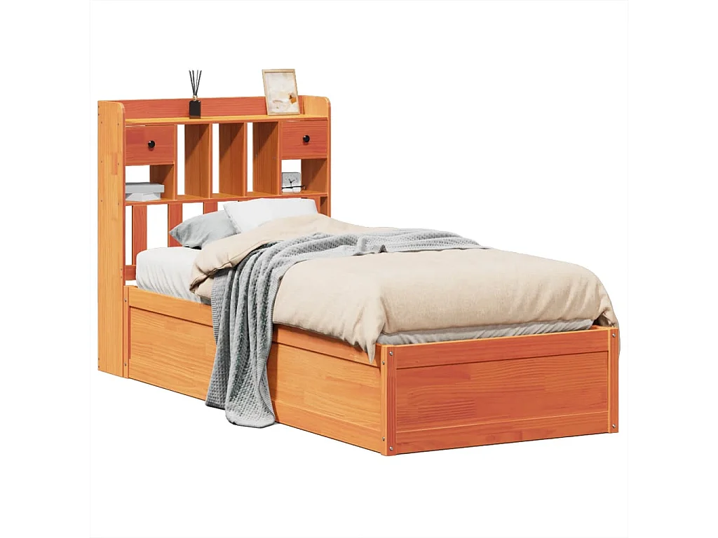 Bedframe zonder matras massief grenenhout wasbruin 100x200 cm
