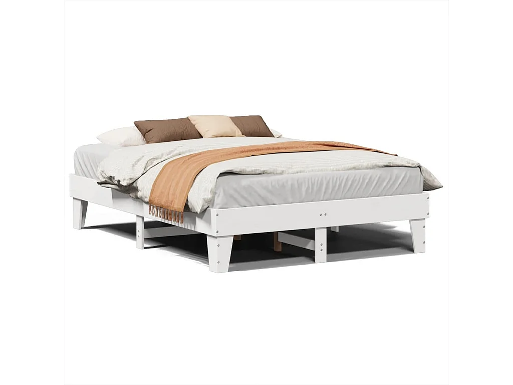 Bedframe zonder matras massief grenenhout wit 150x200 cm