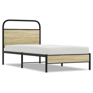 Bedframe zonder matras bewerkt hout sonoma eikenkleur 75×190 cm Bedframe zonder matras bewerkt hout sonoma eikenkleur 75×190 cm